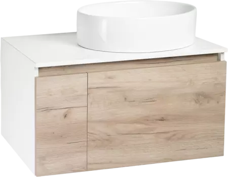 Тумба с раковиной Runo Бари 80 крафтовый дуб, раковина Ovale 50