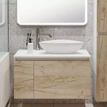 Тумба с раковиной Runo Бари 80 крафтовый дуб, раковина Terzo 60