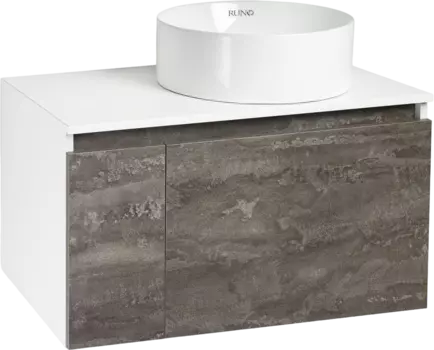 Тумба с раковиной Runo Бари 80 железный камень, раковина Palla 40