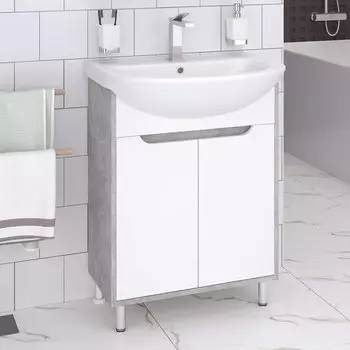 Тумба с раковиной Runo Эко 50 серый бетон