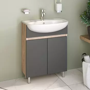Тумба с раковиной Runo Лада 60 графит