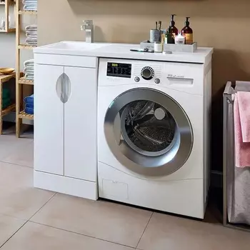 Тумба с раковиной Runo Лира 45, R, под стиральную машину, раковина лайт