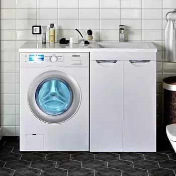 Тумба с раковиной Runo Лира 60, L, под стиральную машину, раковина лайт