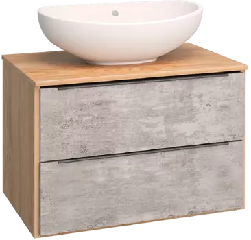 Тумба с раковиной Runo Мальта 70, подвесная, дуб, серая
