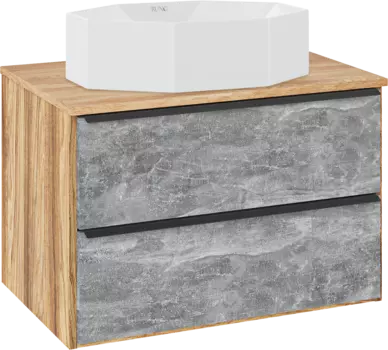 Тумба с раковиной Runo Мальта 70 подвесная, дуб, серая, раковина Cristallo 50