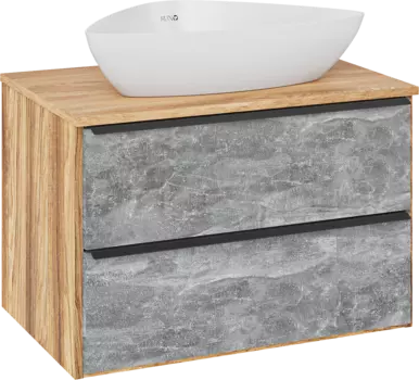 Тумба с раковиной Runo Мальта 70 подвесная, дуб, серая, раковина Terzo 60