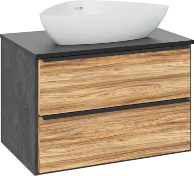 Тумба с раковиной Runo Мальта 70 подвесная, дуб, черная, раковина Terzo 60