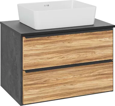 Тумба с раковиной Runo Мальта 70 подвесная, дуб, черная, раковина Tre 50