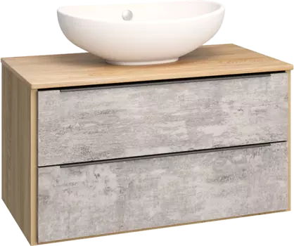 Тумба с раковиной Runo Мальта 85, подвесная, дуб, серая