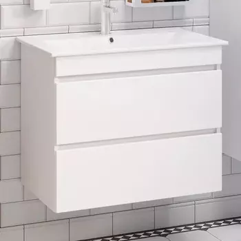 Тумба с раковиной Runo Манхэттен 75, подвесная, белая