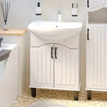 Тумба с раковиной Runo Марсель 65, напольная, белая