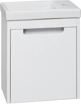 Тумба с раковиной Runo Микра 40 подвесная, белая, раковина Оскар 65