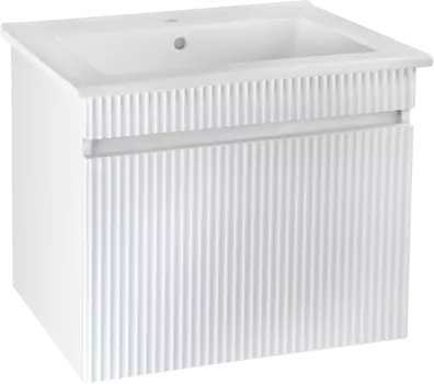 Тумба с раковиной Runo Модена 65 подвесная, белая, раковина Оскар 65