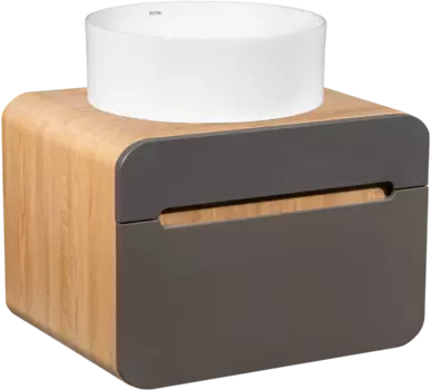 Тумба с раковиной Runo Ницца 60 дуб натуральный, графит, раковина Palla 40