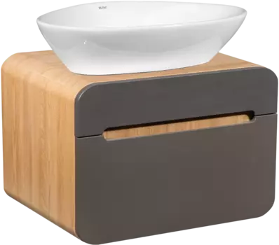Тумба с раковиной Runo Ницца 60 дуб натуральный, графит, раковина Terzo 60
