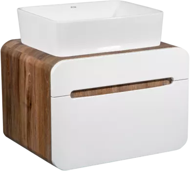 Тумба с раковиной Runo Ницца 60 темное дерево, белая, раковина Tre 50