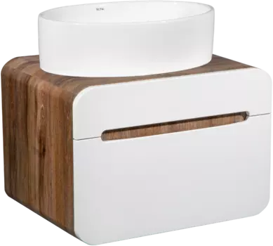 Тумба с раковиной Runo Ницца 60 темное дерево, белая, раковина Ovale 50