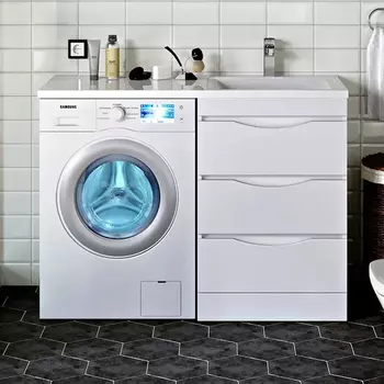 Тумба с раковиной Runo Орион 60, L, под стиральную машину, раковины лайт