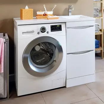 Тумба с раковиной Runo Орион L, 45, под стиральную машину, раковины лайт