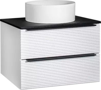 Тумба с раковиной Runo Орлеан 70 белая матовая, черная, раковина Palla 40