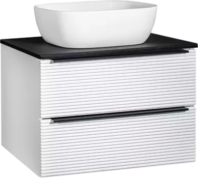 Тумба с раковиной Runo Орлеан 70 белая матовая, черная, раковина Bella 40
