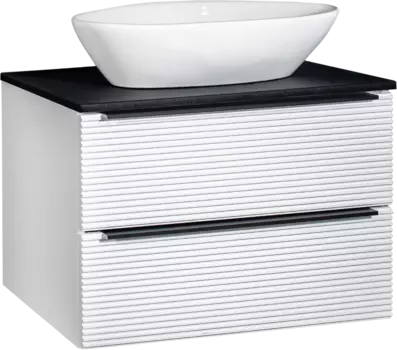 Тумба с раковиной Runo Орлеан 70 белая матовая, черная, раковина Terzo 60
