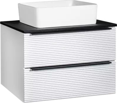 Тумба с раковиной Runo Орлеан 70 белая матовая, черная, раковина Tre 50