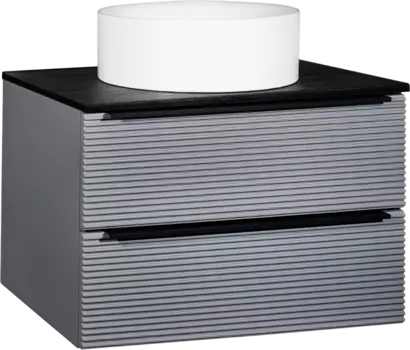 Тумба с раковиной Runo Орлеан 70 серая, черная, раковина Palla 40