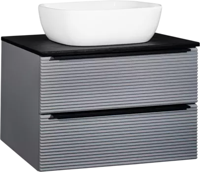 Тумба с раковиной Runo Орлеан 70 серая, черная, раковина Bella 40