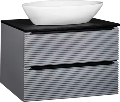 Тумба с раковиной Runo Орлеан 70 серая, черная, раковина Terzo 60