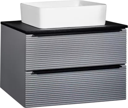 Тумба с раковиной Runo Орлеан 70 серая, черная, раковина Tre 50