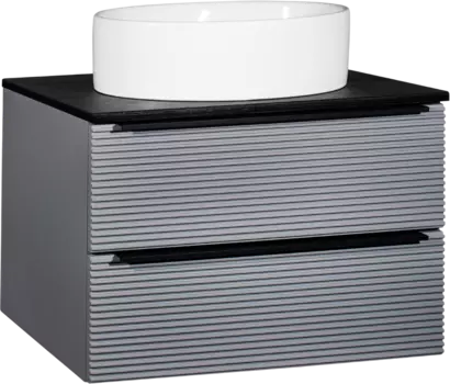 Тумба с раковиной Runo Орлеан 70 серая, черная, раковина Ovale 50