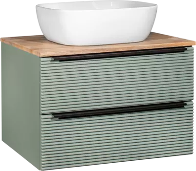 Тумба с раковиной Runo Орлеан 70 зеленая, дуб натуральный, раковина Bella 40