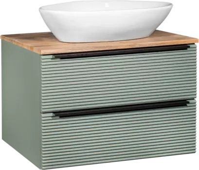Тумба с раковиной Runo Орлеан 70 зеленая, дуб натуральный, раковина Terzo 60