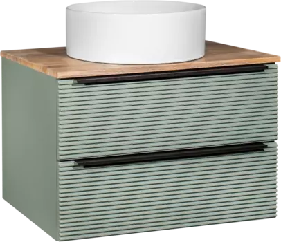 Тумба с раковиной Runo Орлеан 70 зеленая, дуб натуральный, раковина Palla 40