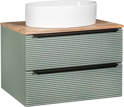 Тумба с раковиной Runo Орлеан 70 зеленая, дуб натуральный, раковина Ovale 50