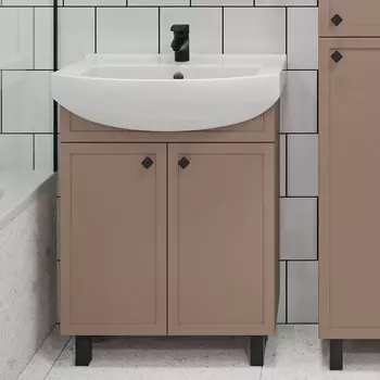 Тумба с раковиной Runo Римини 65 бежевая