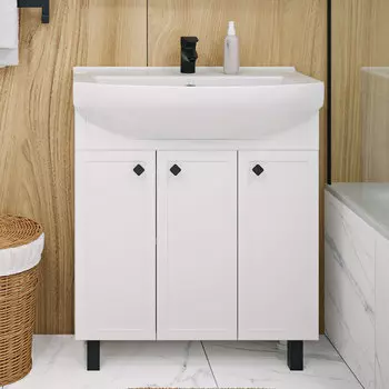 Тумба с раковиной Runo Римини 75 белая