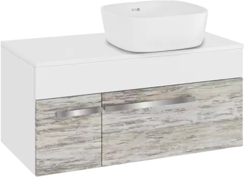 Тумба с раковиной Runo Вудлайн 100 подвесная, скандинавский дуб, раковина Bella 40