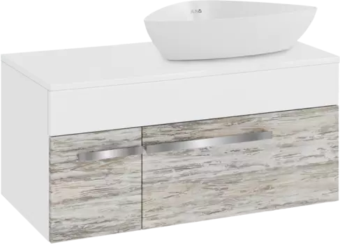 Тумба с раковиной Runo Вудлайн 100 подвесная, скандинавский дуб, раковина Terzo 60