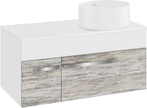 Тумба с раковиной Runo Вудлайн 100 подвесная, скандинавский дуб, раковина Palla 40