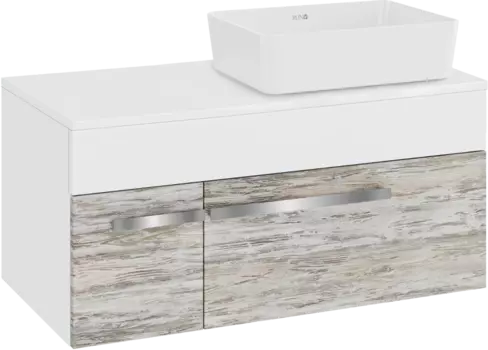 Тумба с раковиной Runo Вудлайн 100 подвесная, скандинавский дуб, раковина Tre 50