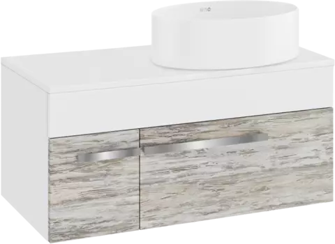 Тумба с раковиной Runo Вудлайн 100 подвесная, скандинавский дуб, раковина Ovale 50