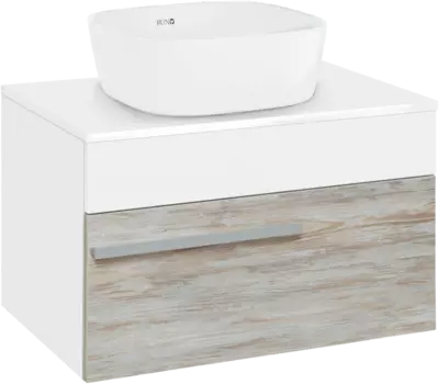 Тумба с раковиной Runo Вудлайн 65 подвесная, скандинавский дуб, раковина Bella 40