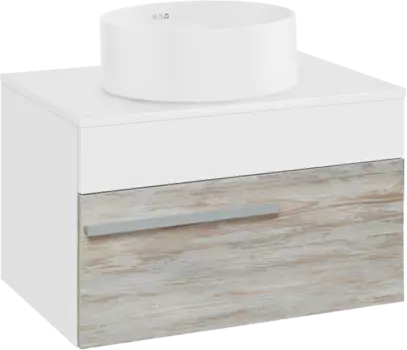 Тумба с раковиной Runo Вудлайн 65 подвесная, скандинавский дуб, раковина Palla 40