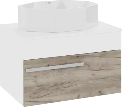 Тумба с раковиной Runo Вудлайн 65 подвесная, крафтовый дуб, раковина Cristallo 50