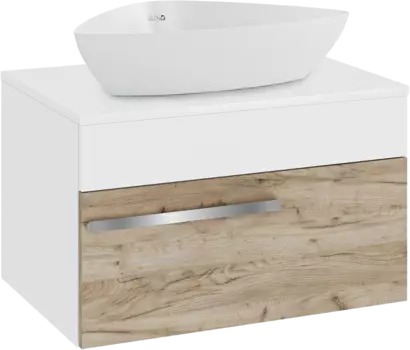 Тумба с раковиной Runo Вудлайн 65 подвесная, крафтовый дуб, раковина Terzo 60