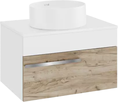 Тумба с раковиной Runo Вудлайн 65 подвесная, крафтовый дуб, раковина Palla 40