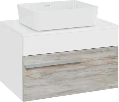 Тумба с раковиной Runo Вудлайн 65 подвесная, скандинавский дуб, раковина Tre 50