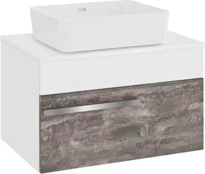 Тумба с раковиной Runo Вудлайн 65 подвесная, железный камень, раковина Tre 50
